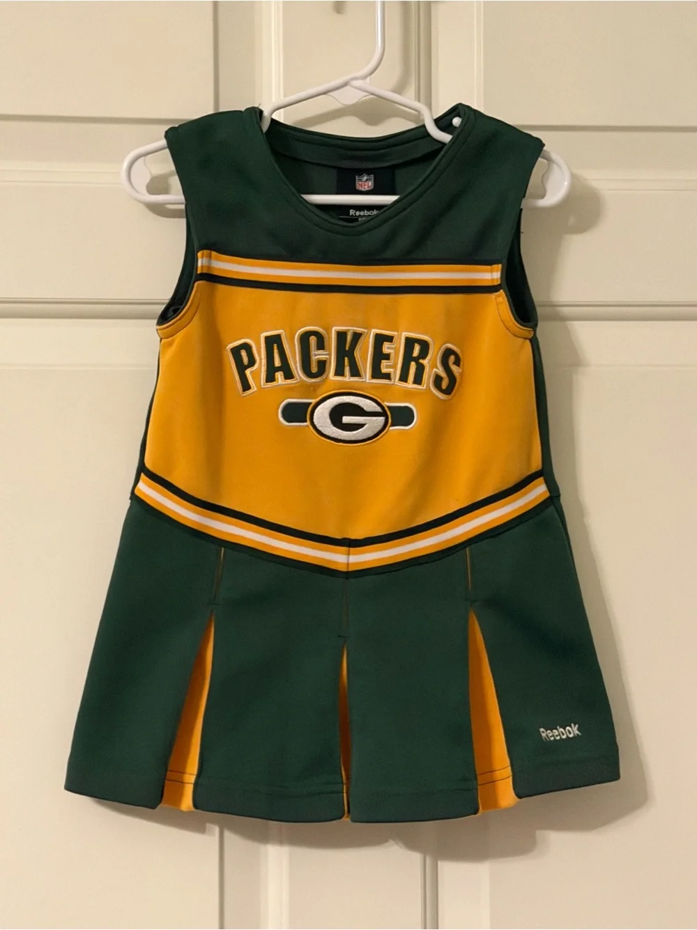 Reebok Green & Gold Packers Girls Cheer Dress